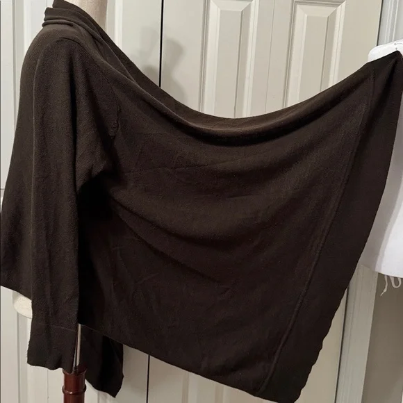 Dark Brown Open Front Wrap/Shawl Cardigan - Picture 4 of 5
